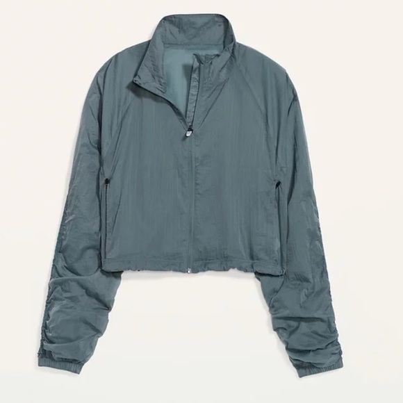 NWT Old Navy Cropped Lightweight Water-Repellent Run Jacket in Blue - Picture 2 of 9